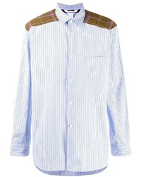 hellblaues vertikal gestreiftes Langarmhemd von Comme Des Garcons SHIRT