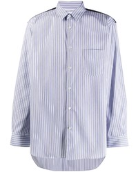 hellblaues vertikal gestreiftes Langarmhemd von Comme Des Garcons SHIRT