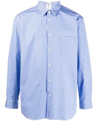 hellblaues vertikal gestreiftes Langarmhemd von Comme Des Garcons SHIRT