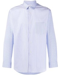 hellblaues vertikal gestreiftes Langarmhemd von Comme Des Garcons SHIRT