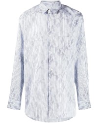 hellblaues vertikal gestreiftes Langarmhemd von Comme Des Garcons SHIRT