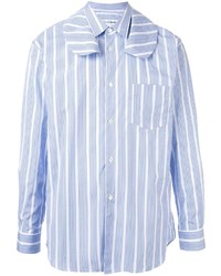 hellblaues vertikal gestreiftes Langarmhemd von Comme Des Garcons SHIRT