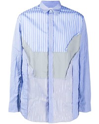 hellblaues vertikal gestreiftes Langarmhemd von Comme Des Garcons SHIRT