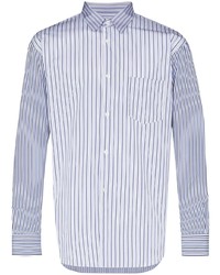 hellblaues vertikal gestreiftes Langarmhemd von Comme Des Garcons SHIRT