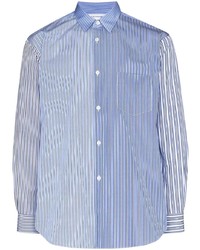 hellblaues vertikal gestreiftes Langarmhemd von Comme Des Garcons SHIRT