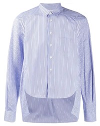 hellblaues vertikal gestreiftes Langarmhemd von Comme Des Garcons SHIRT