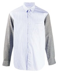 hellblaues vertikal gestreiftes Langarmhemd von Comme Des Garcons SHIRT