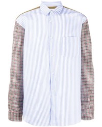 hellblaues vertikal gestreiftes Langarmhemd von Comme Des Garcons SHIRT