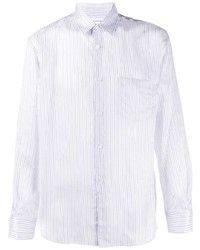 hellblaues vertikal gestreiftes Langarmhemd von Comme Des Garcons SHIRT