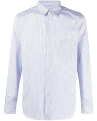 hellblaues vertikal gestreiftes Langarmhemd von Comme Des Garcons SHIRT