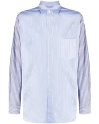 hellblaues vertikal gestreiftes Langarmhemd von Comme Des Garcons SHIRT