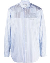 hellblaues vertikal gestreiftes Langarmhemd von Comme Des Garcons SHIRT