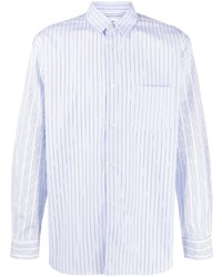 hellblaues vertikal gestreiftes Langarmhemd von Comme Des Garcons SHIRT