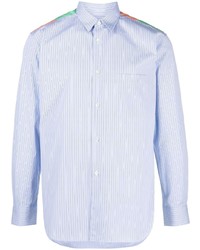 hellblaues vertikal gestreiftes Langarmhemd von Comme Des Garcons SHIRT