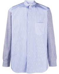 hellblaues vertikal gestreiftes Langarmhemd von Comme Des Garcons SHIRT