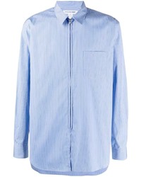 hellblaues vertikal gestreiftes Langarmhemd von Comme Des Garcons SHIRT