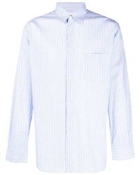 hellblaues vertikal gestreiftes Langarmhemd von Comme Des Garcons SHIRT