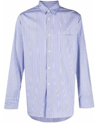 hellblaues vertikal gestreiftes Langarmhemd von Comme Des Garcons SHIRT