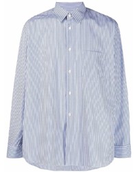 hellblaues vertikal gestreiftes Langarmhemd von Comme Des Garcons SHIRT