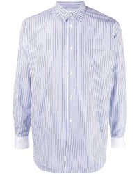 hellblaues vertikal gestreiftes Langarmhemd von Comme Des Garcons SHIRT