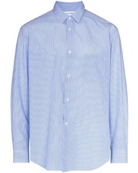 hellblaues vertikal gestreiftes Langarmhemd von Comme Des Garcons SHIRT