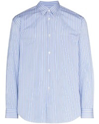 hellblaues vertikal gestreiftes Langarmhemd von Comme Des Garcons SHIRT