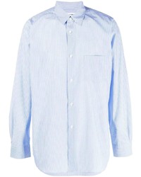 hellblaues vertikal gestreiftes Langarmhemd von Comme Des Garcons SHIRT