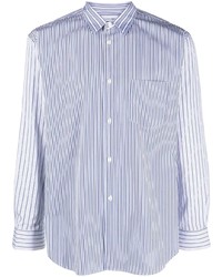 hellblaues vertikal gestreiftes Langarmhemd von Comme Des Garcons SHIRT