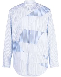 hellblaues vertikal gestreiftes Langarmhemd von Comme Des Garcons SHIRT