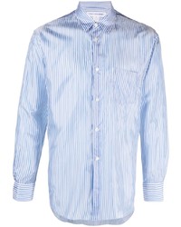 hellblaues vertikal gestreiftes Langarmhemd von Comme Des Garcons SHIRT