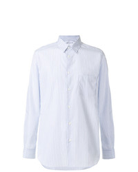 hellblaues vertikal gestreiftes Langarmhemd von Comme Des Garcons SHIRT