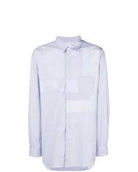 hellblaues vertikal gestreiftes Langarmhemd von Comme Des Garcons SHIRT