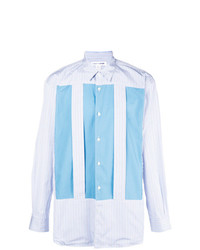 hellblaues vertikal gestreiftes Langarmhemd von Comme Des Garcons SHIRT