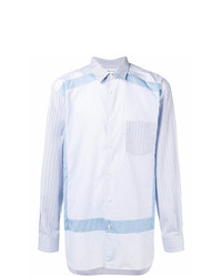 hellblaues vertikal gestreiftes Langarmhemd von Comme Des Garcons SHIRT