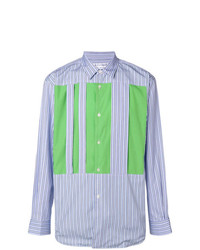 hellblaues vertikal gestreiftes Langarmhemd von Comme Des Garcons SHIRT