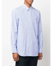 hellblaues vertikal gestreiftes Langarmhemd von Comme Des Garcons SHIRT