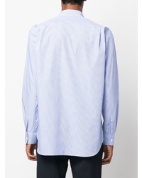 hellblaues vertikal gestreiftes Langarmhemd von Comme Des Garcons SHIRT