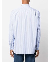 hellblaues vertikal gestreiftes Langarmhemd von Comme Des Garcons SHIRT