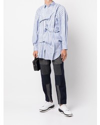 hellblaues vertikal gestreiftes Langarmhemd von Comme Des Garcons SHIRT