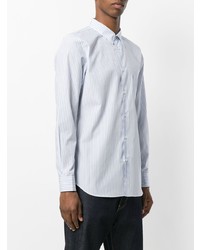 hellblaues vertikal gestreiftes Langarmhemd von Comme Des Garcons SHIRT