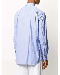 hellblaues vertikal gestreiftes Langarmhemd von Comme Des Garcons SHIRT