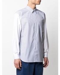 hellblaues vertikal gestreiftes Langarmhemd von Comme Des Garcons SHIRT