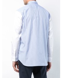 hellblaues vertikal gestreiftes Langarmhemd von Comme Des Garcons SHIRT