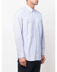 hellblaues vertikal gestreiftes Langarmhemd von Comme Des Garcons SHIRT