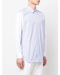 hellblaues vertikal gestreiftes Langarmhemd von Comme Des Garcons SHIRT