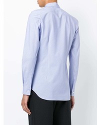 hellblaues vertikal gestreiftes Langarmhemd von Comme Des Garcons SHIRT