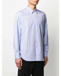 hellblaues vertikal gestreiftes Langarmhemd von Comme Des Garcons SHIRT