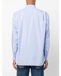 hellblaues vertikal gestreiftes Langarmhemd von Comme Des Garcons SHIRT