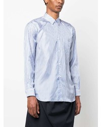 hellblaues vertikal gestreiftes Langarmhemd von Comme Des Garcons SHIRT