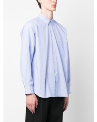 hellblaues vertikal gestreiftes Langarmhemd von Comme Des Garcons SHIRT